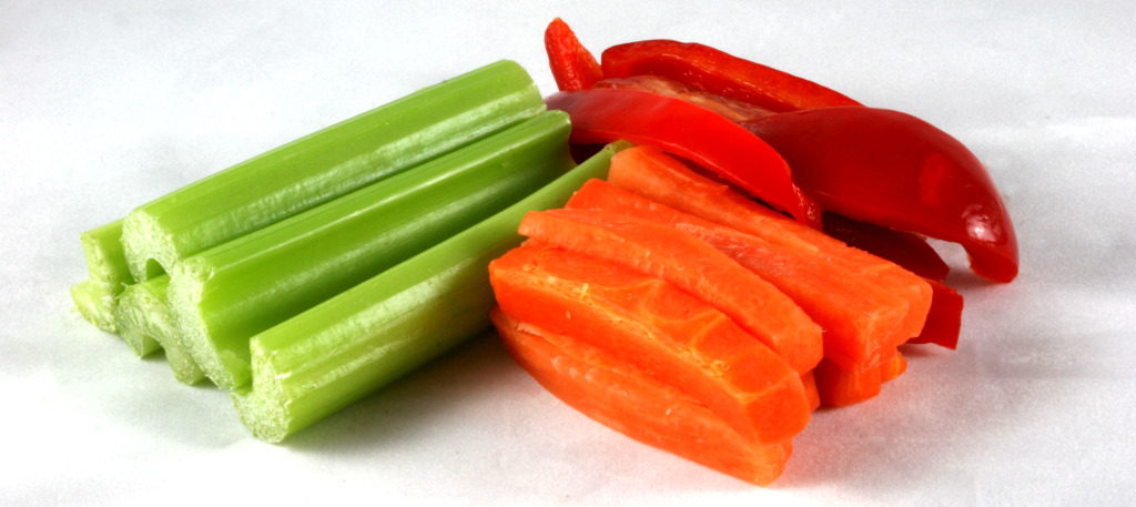 celery, carrot, pepper cut