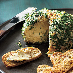 Lower calorie cheese ball made with dates, blue cheese and walnuts
